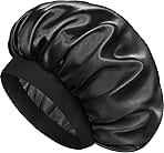 Doitory Satin Silk Bonnet for Sleeping, Double Layer Silk Sleep Cap for Men & Women, Soft Satin Lined Bonnet for Curly Hair